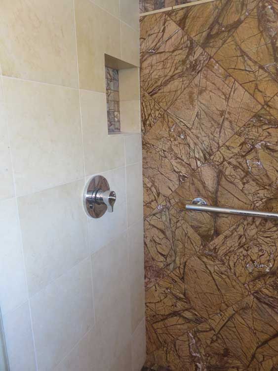Marin County bathroom by Miconi Marble & Tile — powder room vanity tile (project 18)