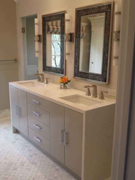 Marin County bathroom by Miconi Marble & Tile — natural stone tile floor (project 22)