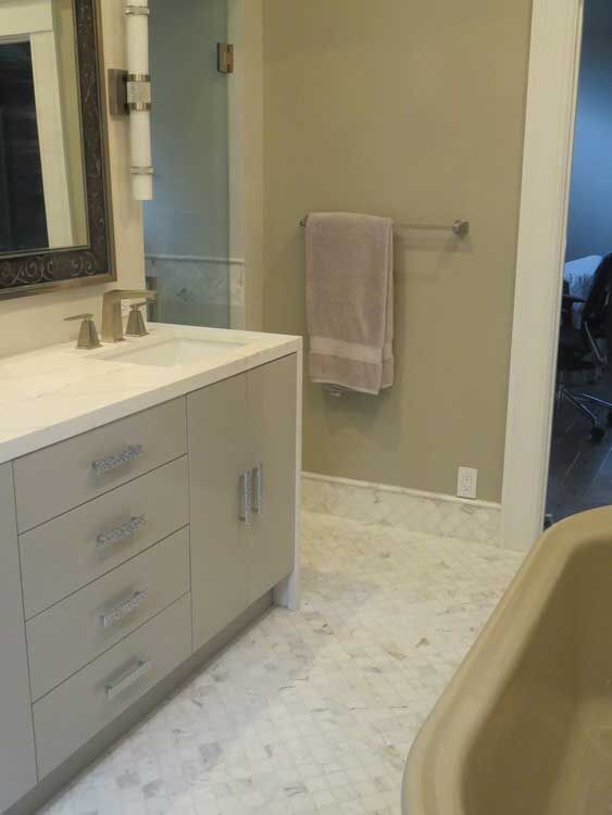 Marin County bathroom by Miconi Marble & Tile — porcelain bathroom wall tile (project 23)