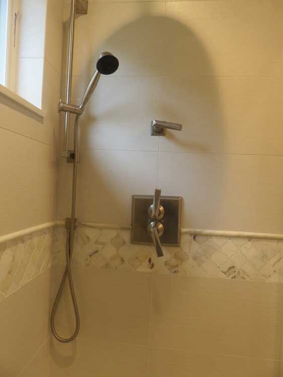 Marin County bathroom by Miconi Marble & Tile — powder room vanity tile (project 28)