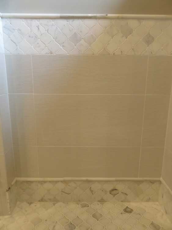 Marin County bathroom by Miconi Marble & Tile — powder room vanity tile (project 38)
