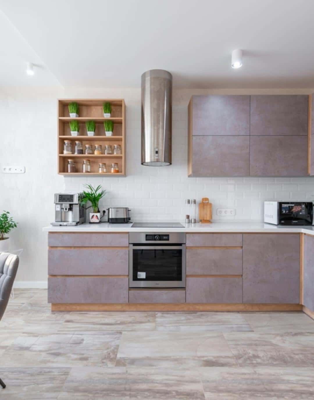 Complete Marin County kitchen remodel featuring custom stone countertops and tile work by Miconi